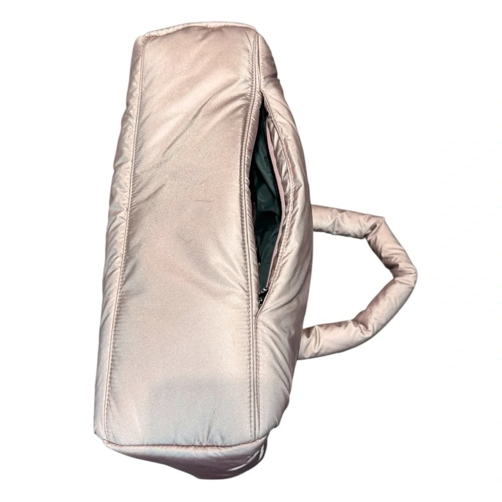 ZUDA Metallic Blush Pink Quilted Nylon Puffer Tote Bag